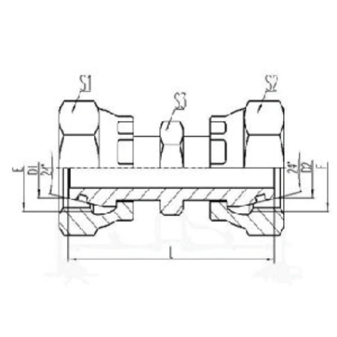 兩端公制活動內(nèi)螺紋24°外錐面O形圈密封