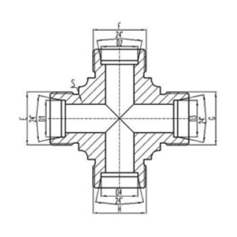 公制外螺紋24°內(nèi)錐面密封四通接頭