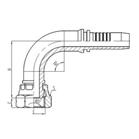 90°英制內螺紋60°外錐面密封